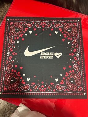 Nike x Heartbreak Boston Marathon Bandana BOS 26.2 Paisley Black Red